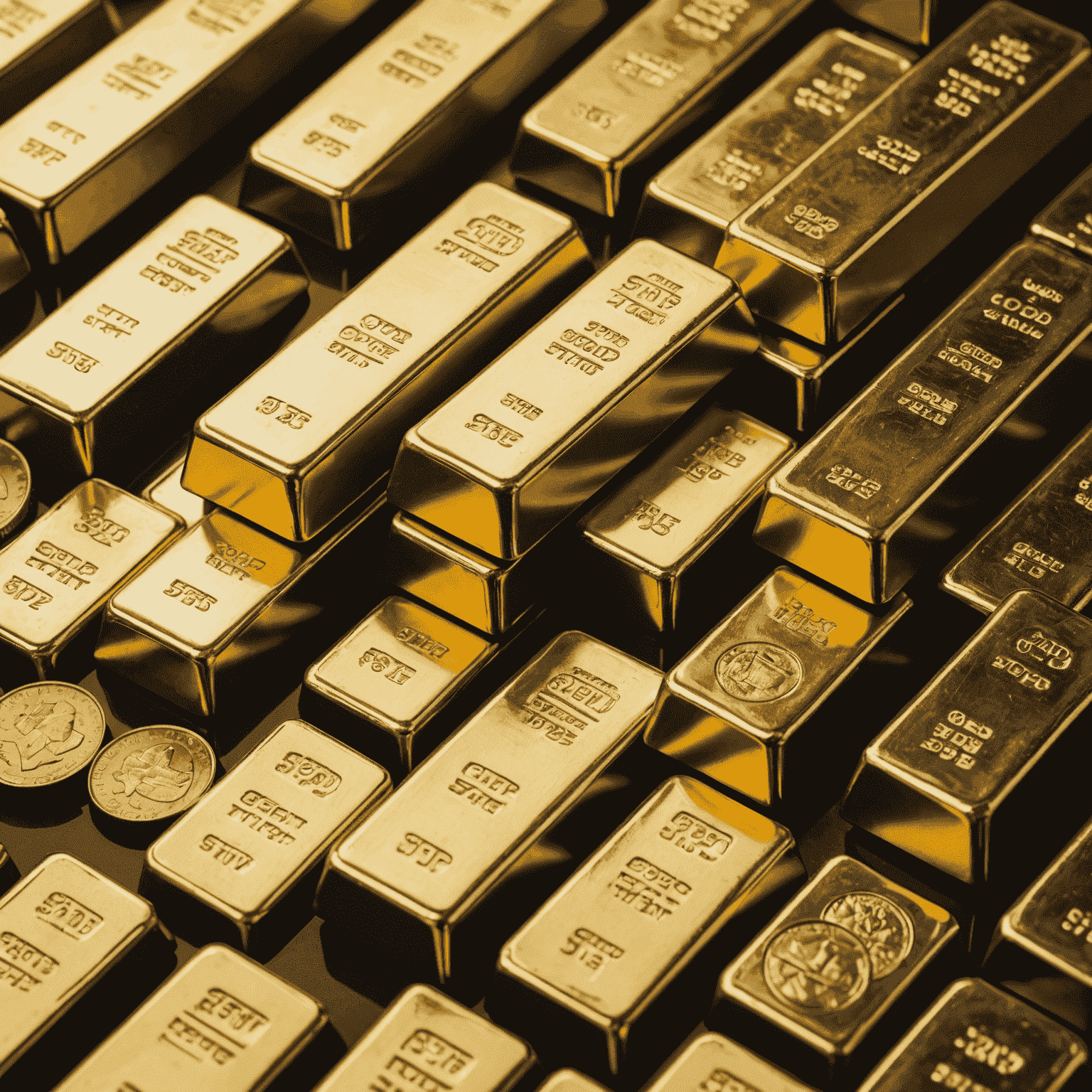 A photograph of gold bars and coins, symbolizing the stability and security that gold provides as an investment asset, especially during uncertain economic times.